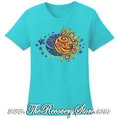 T-Shirt - ODAT Sun &amp; Moon - Turquoise - Medium