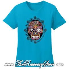 T-Shirt - Sugar Skull - Turquoise - Large