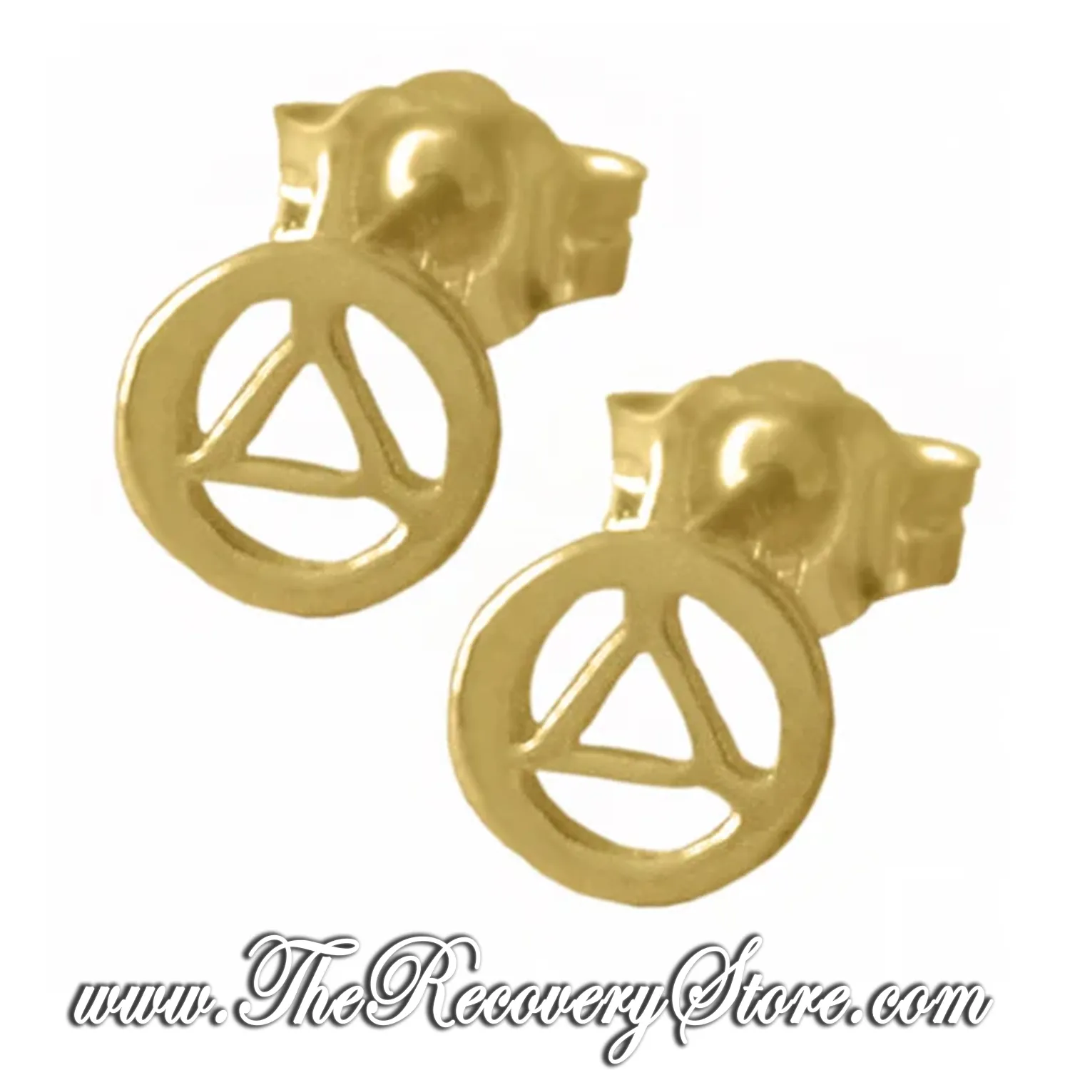 *14k Gold Circle Triangle Stud  Very Small Earrings