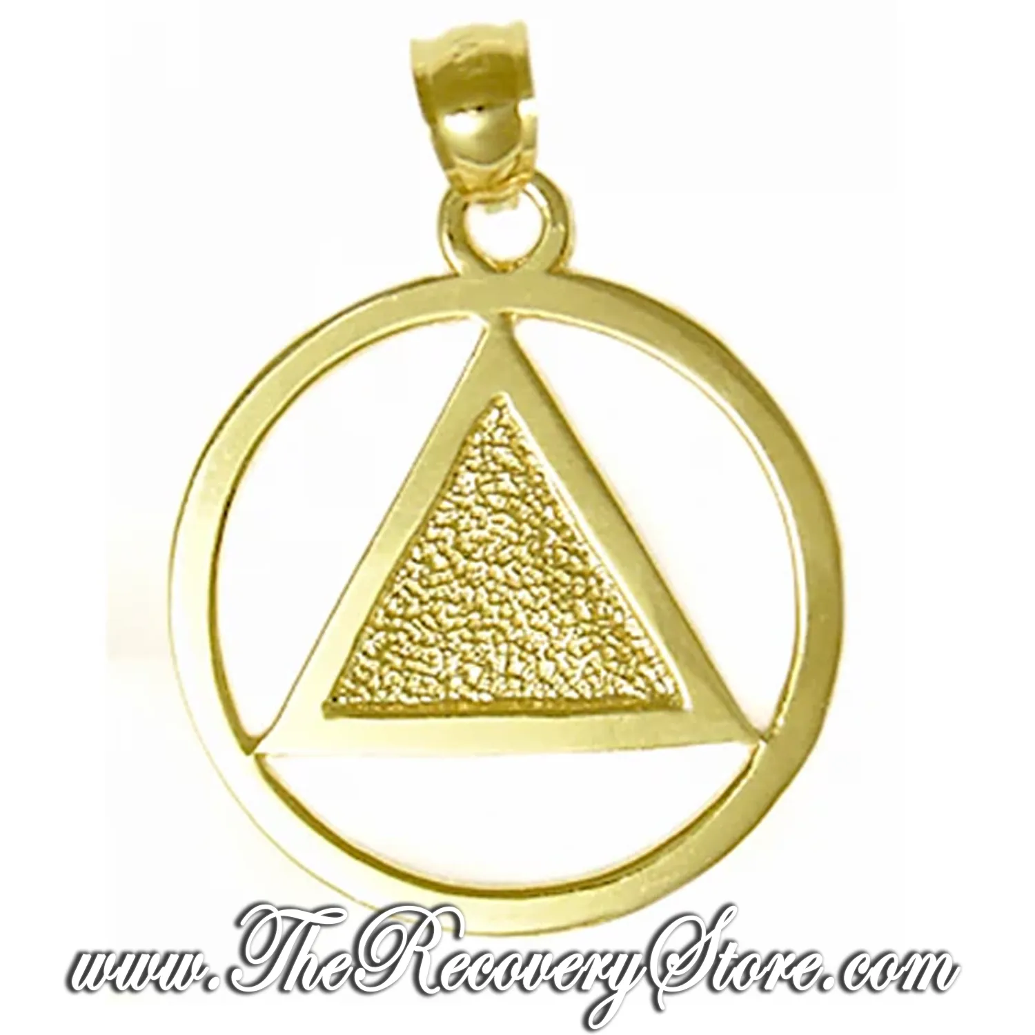 14k Gold AA Textured Triangle Large Pendant