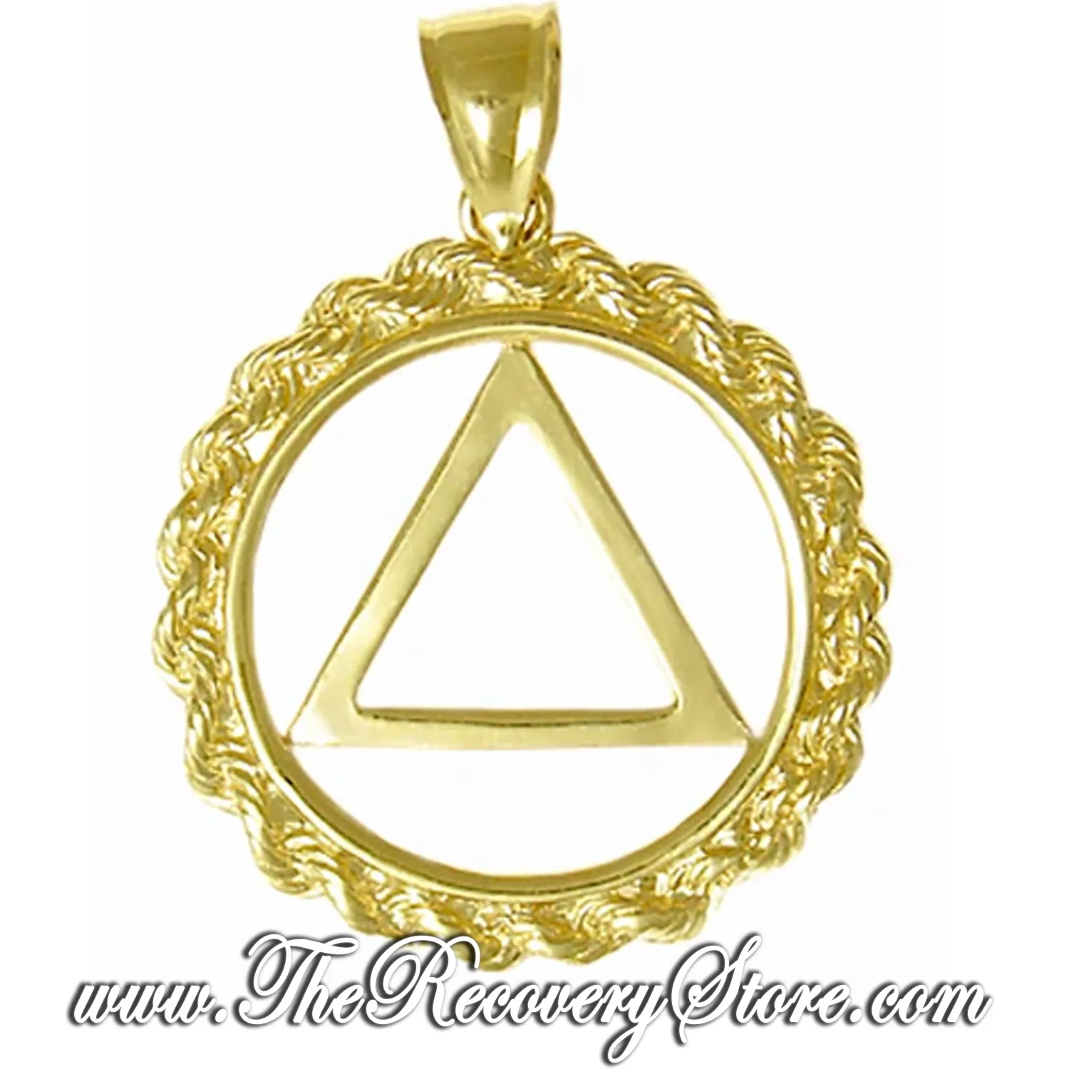 14k AA Gold Rope Style Medium Circle Pendant