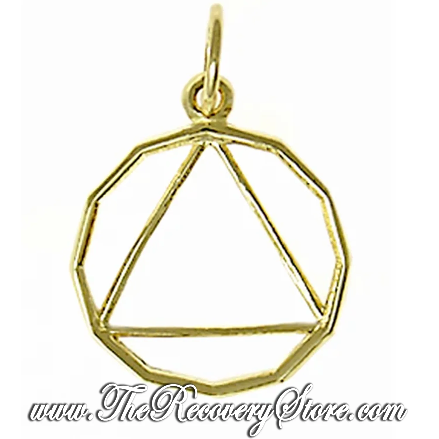 14K Gold 12 Sided Circle Triangle, Medium Size Pendant