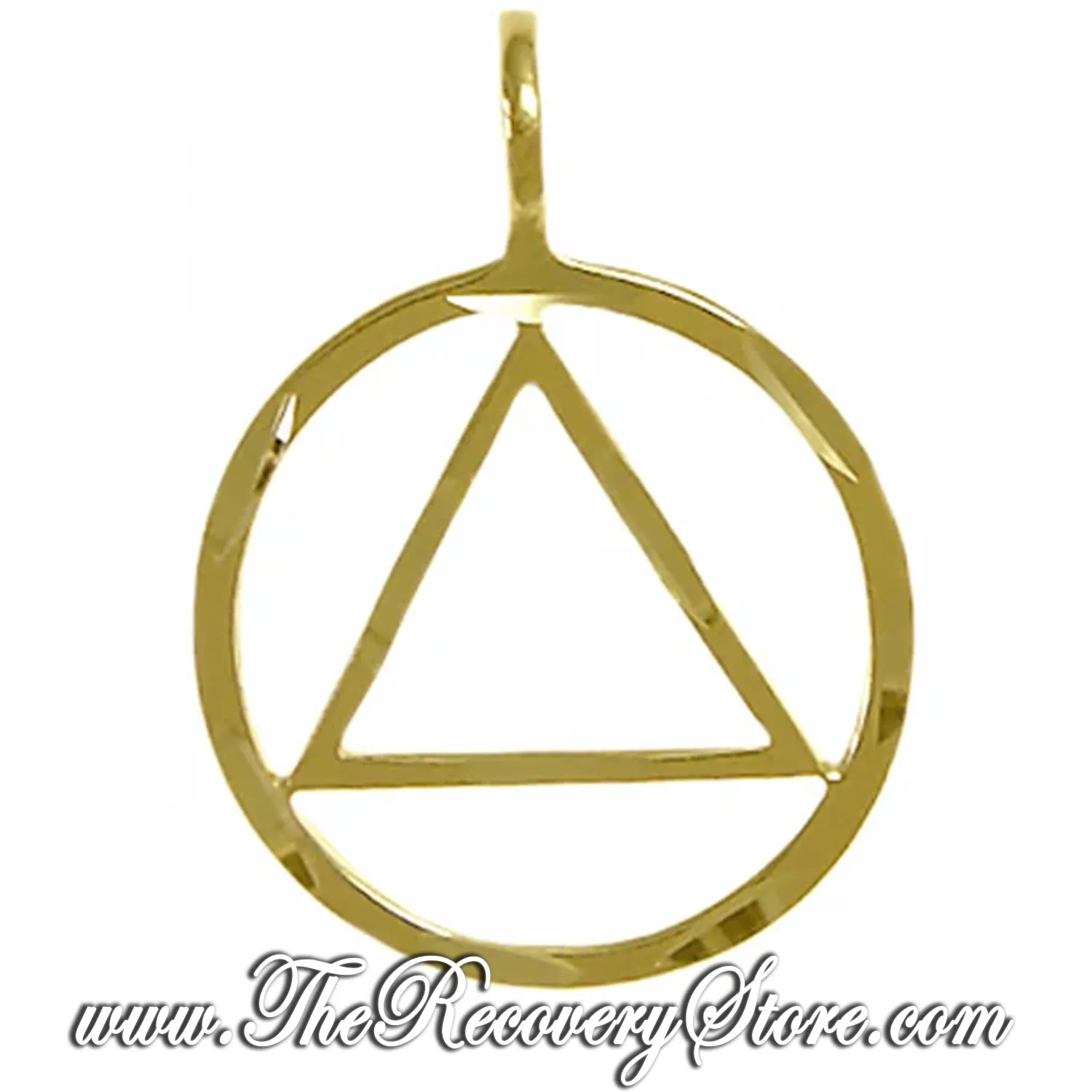 *14k Gold Circle Triangle with Diamond Cut Accents Pendant