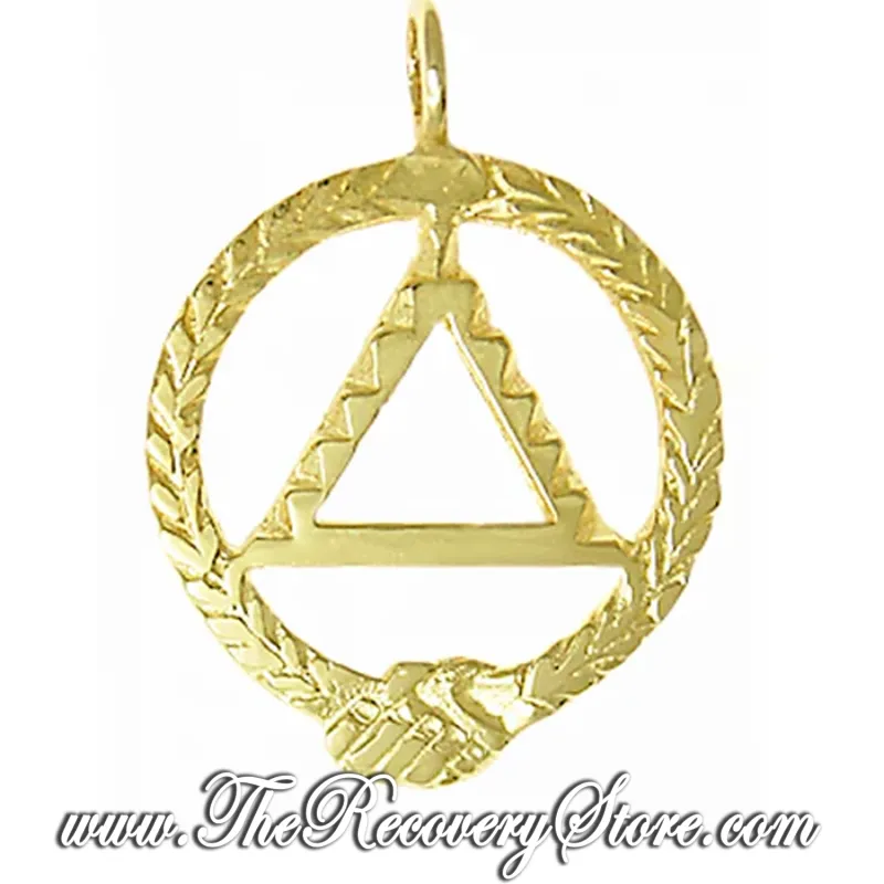 14k Gold AA Circle of Fellowship Steps Hands Pendant