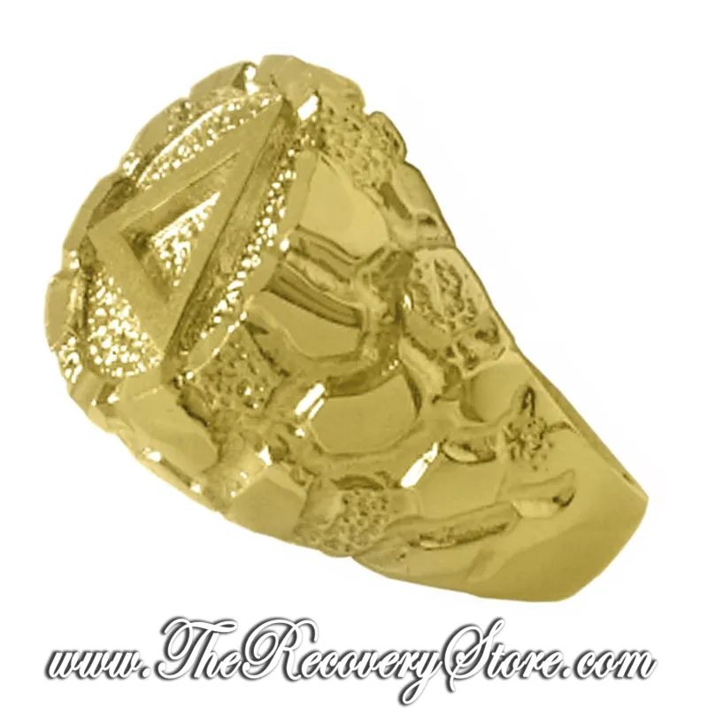 AA 14K Gold Mens Nugget Signet Style Ring