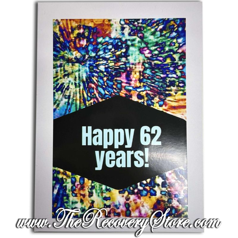 Greeting Card - Happy 62 Years! Dark - Handmade