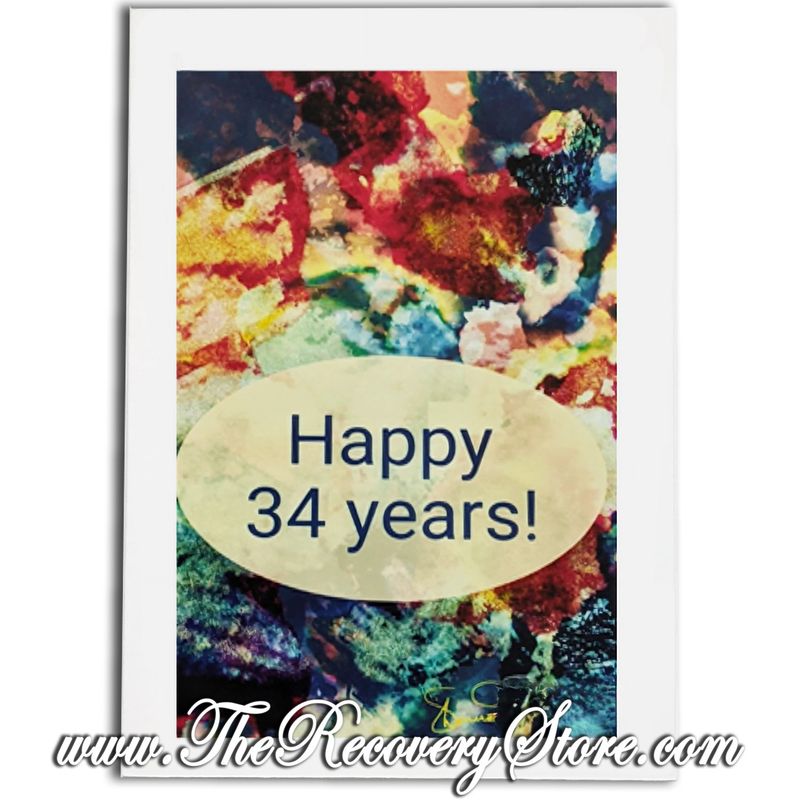 Greeting Card - Happy 34 Years - Handmade