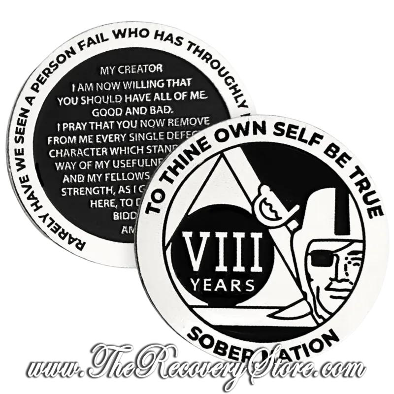 Large Medallion - Silver &amp; Black Raider Pirate AA