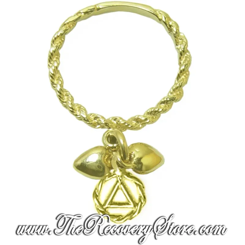 AA Gold Twist Wire Dangle Ring