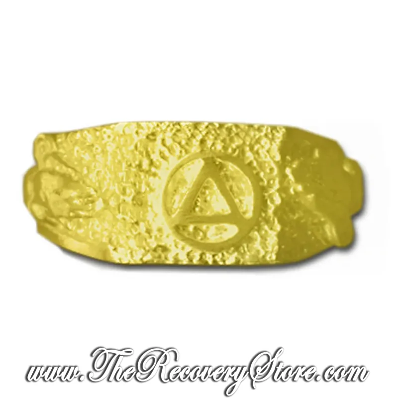 *14k Gold Men&#39;s Square Style AA Symbol &amp; Praying Hands Ring