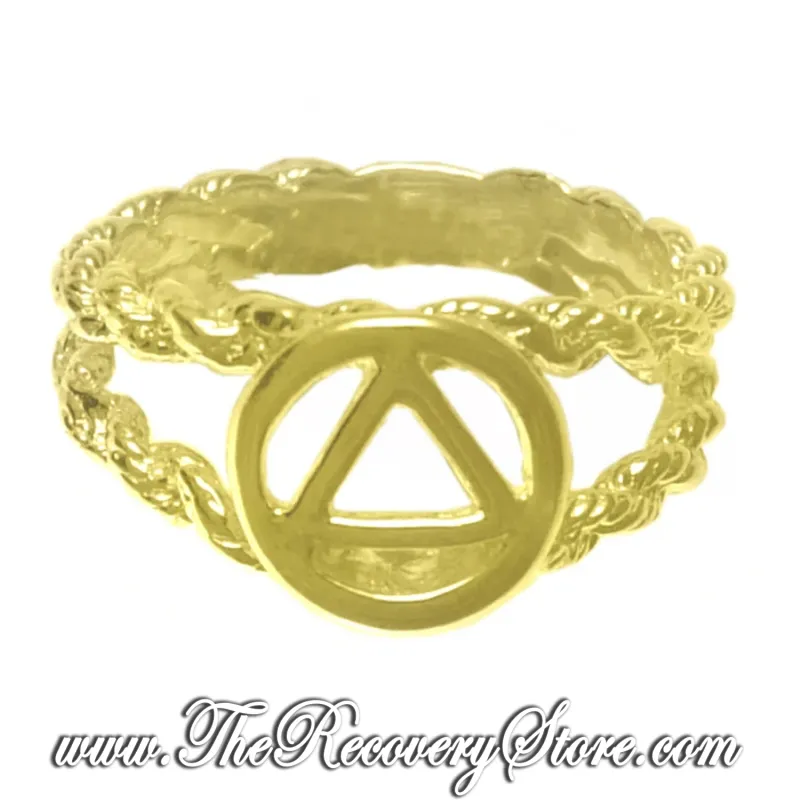 AA 14k Gold Symbol Circle Triangle Open Rope Style Ring
