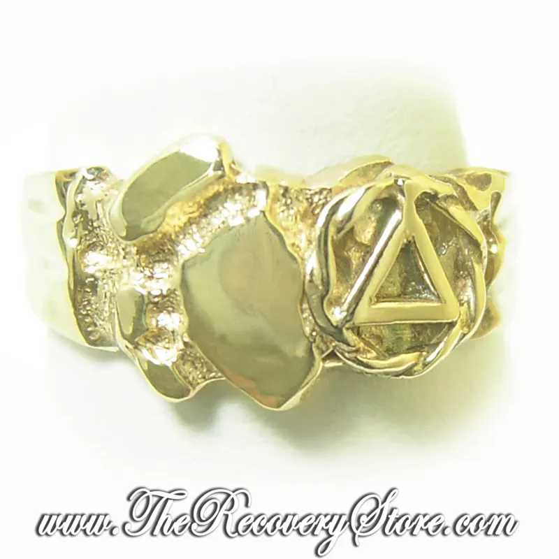 14k Gold AA Symbol Small Nugget Ring