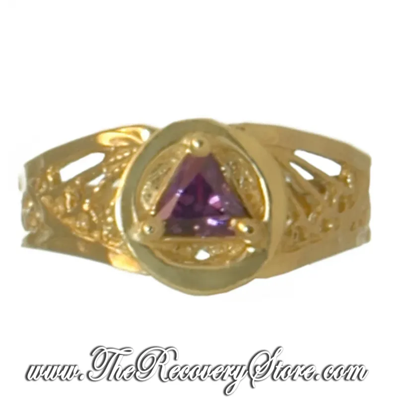 *14k Gold Purple CZ Filigree Style Ring