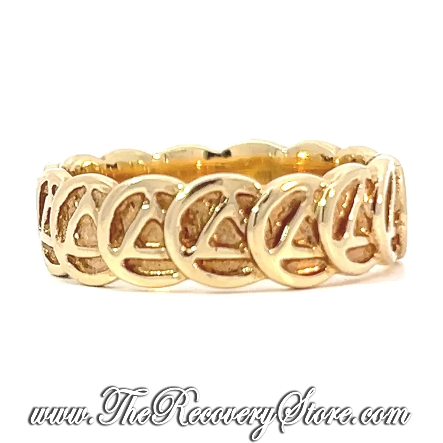*14k Gold Continuous AA Symbol Circle Triangle Band