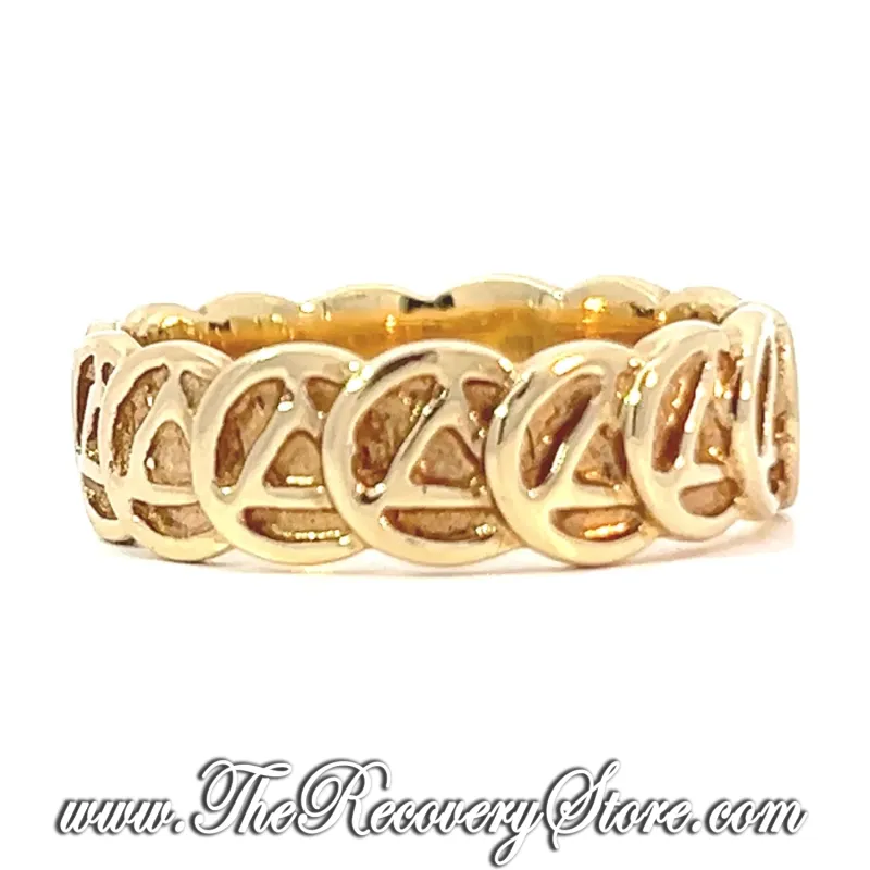 *14k Gold Continuous AA Symbol Circle Triangle Band