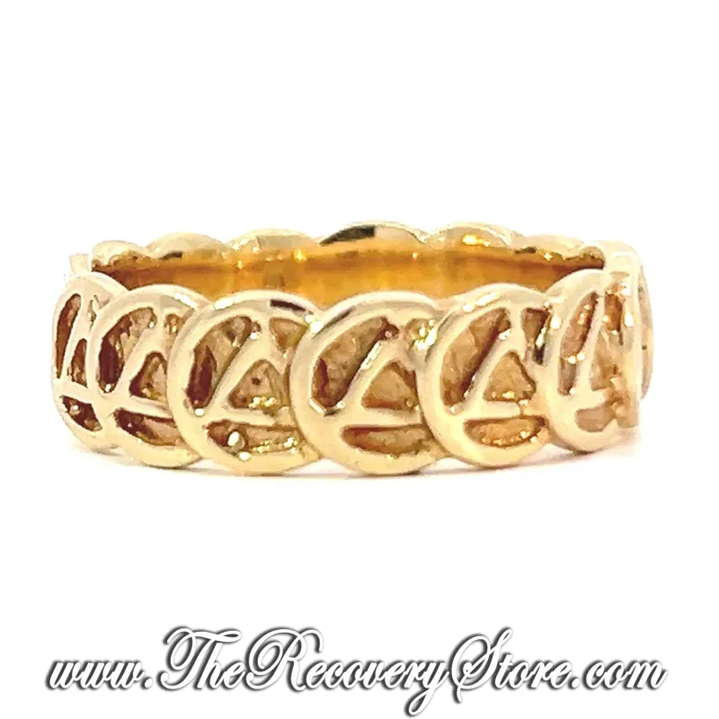 *14k Gold Continuous AA Symbol Narrow Style Band