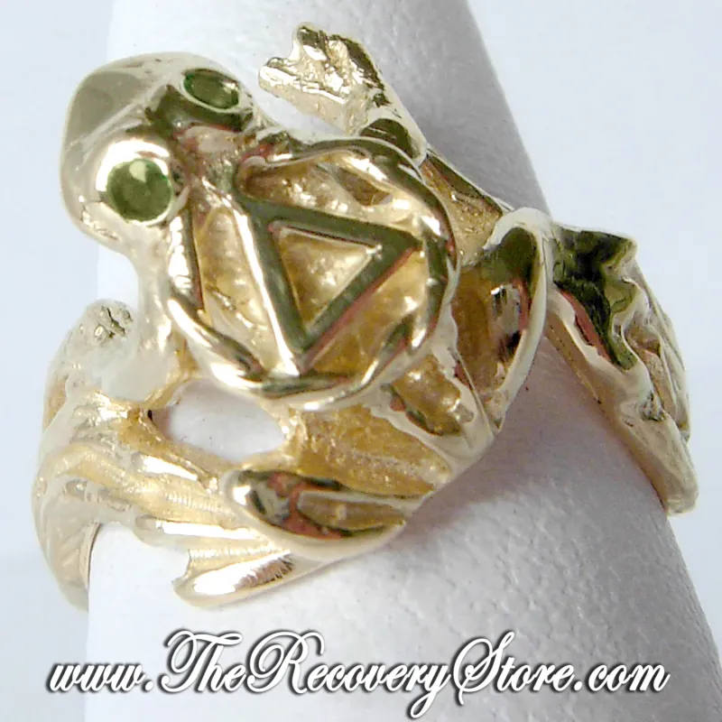 14k Gold AA Symbol Frog Ring