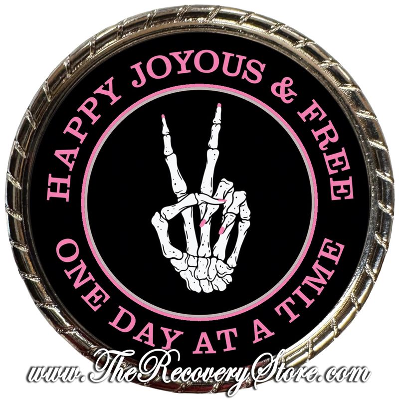 Large Medallion - Grateful I'm Not Dead Yearly Skull with Pink Bows &amp; Crystals Silver Trim