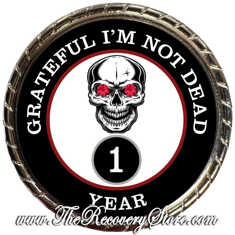 Large Medallion - Grateful I&#39;m Not Dead Yearly Skull with Siam Crystals