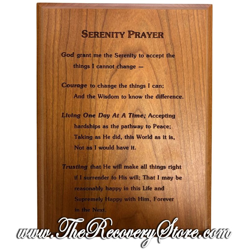 6x8 Serenity Prayer Cherry Wood Plaque