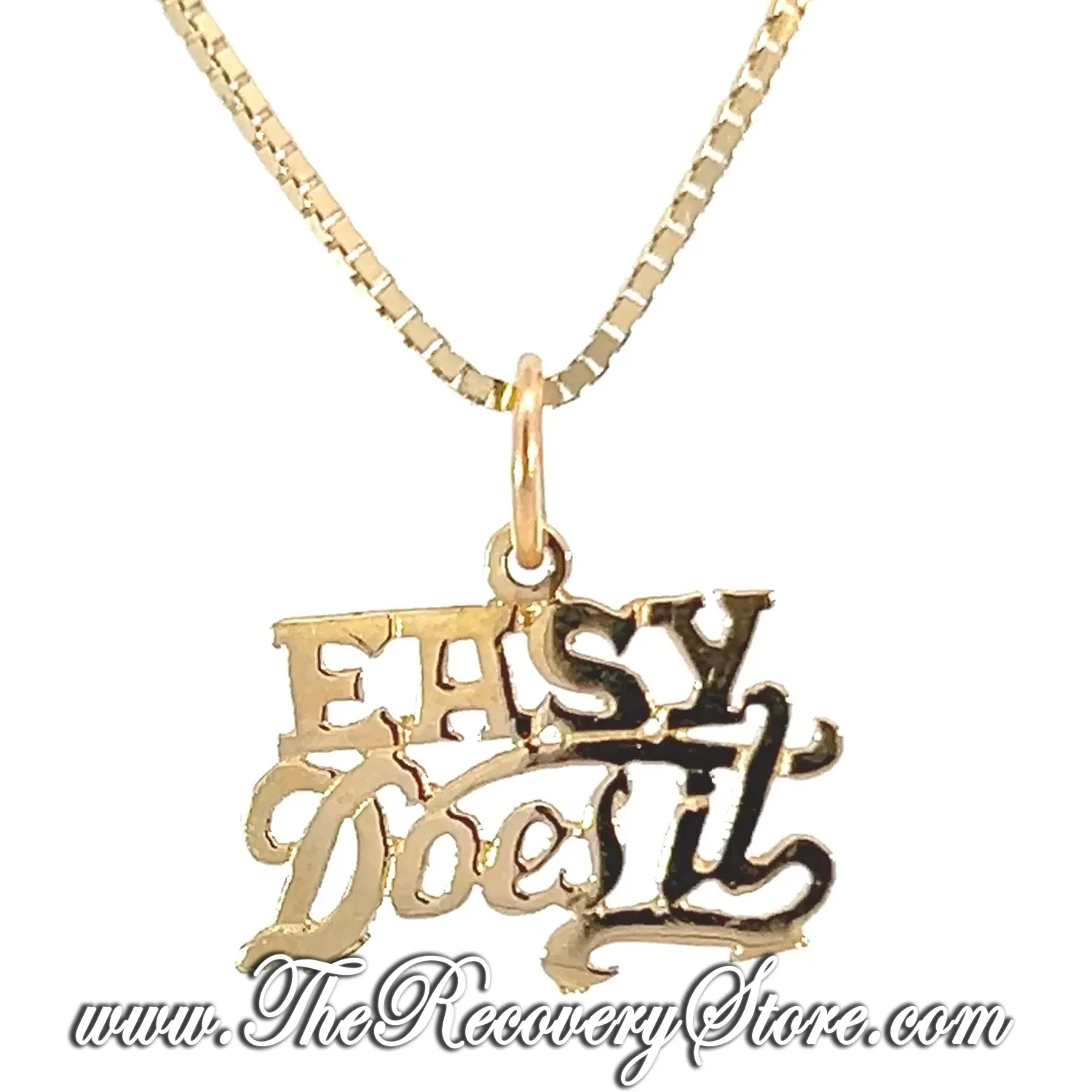 *14k Gold &quot;Easy Does It&quot; Script Pendant