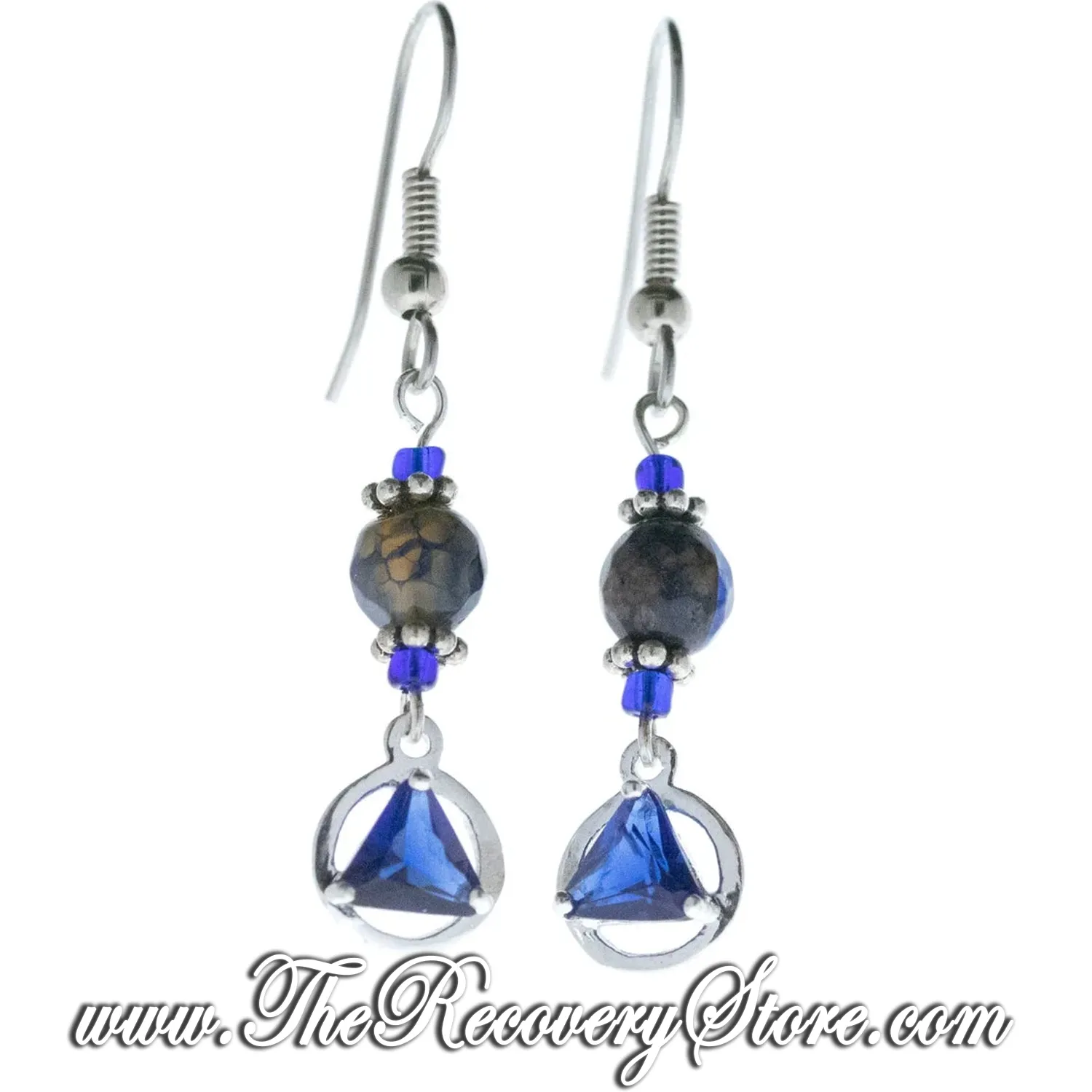 Sterling Silver AA 5mm CZ Triangle Sapphire  Beaded Earrings