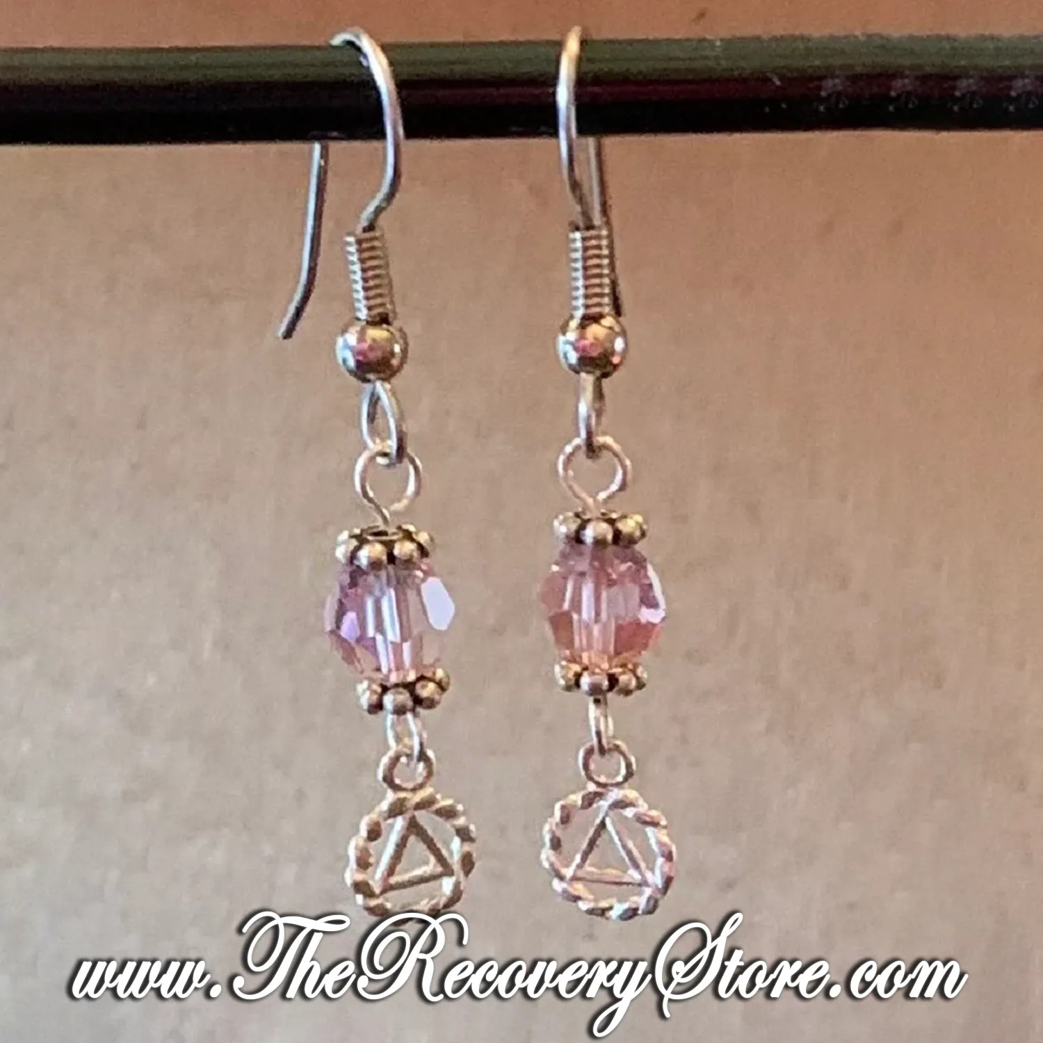 Sterling Silver AA Circle Triangle Beaded Earrings