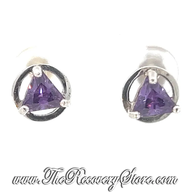 Sterling Silver AA Symbol Monthly Birthstone Earrings