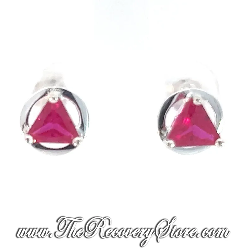 Sterling Silver AA Symbol Monthly Birthstone Earrings