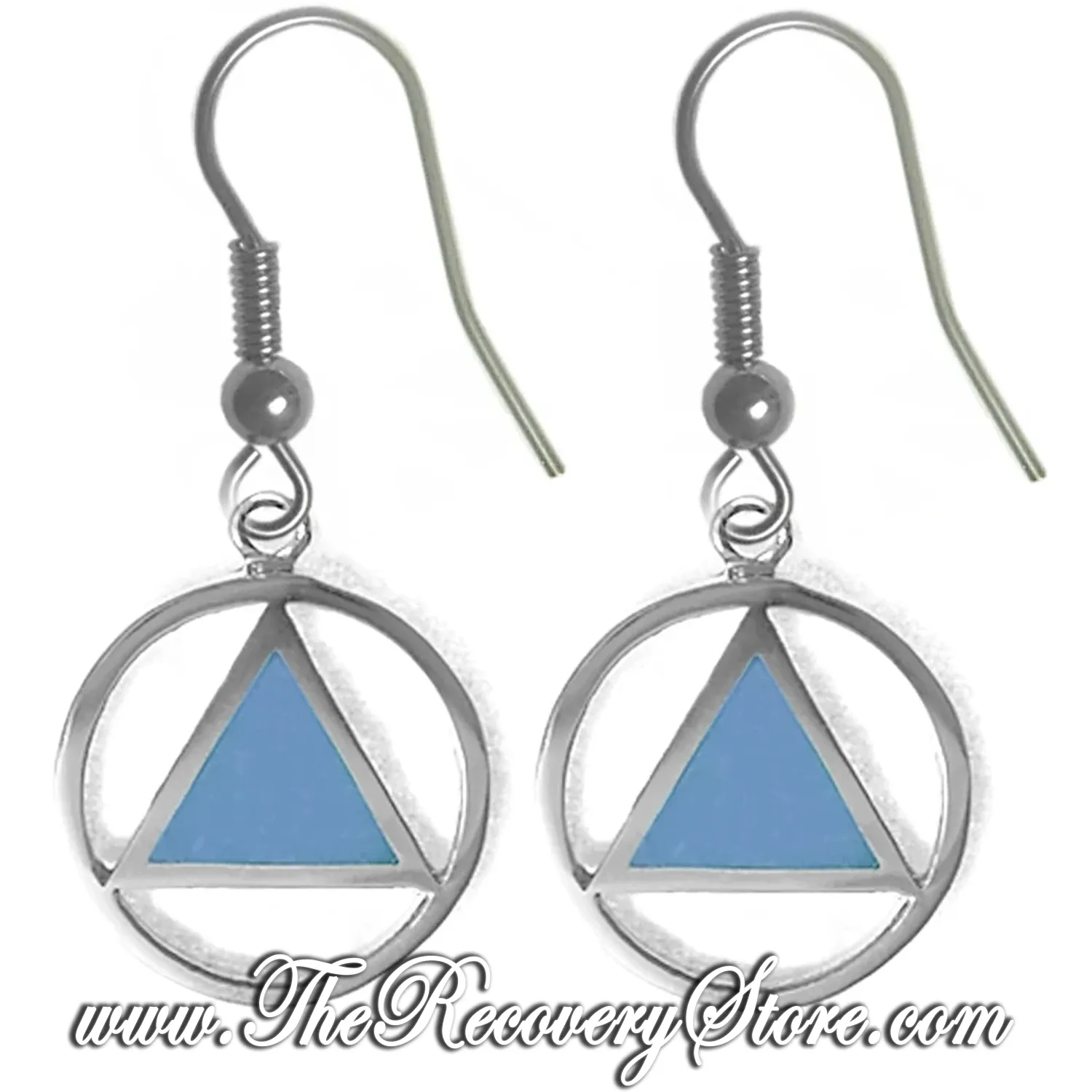 Sterling Silver AA Symbol with Turquoise Blue Enamel Inlay Earrings