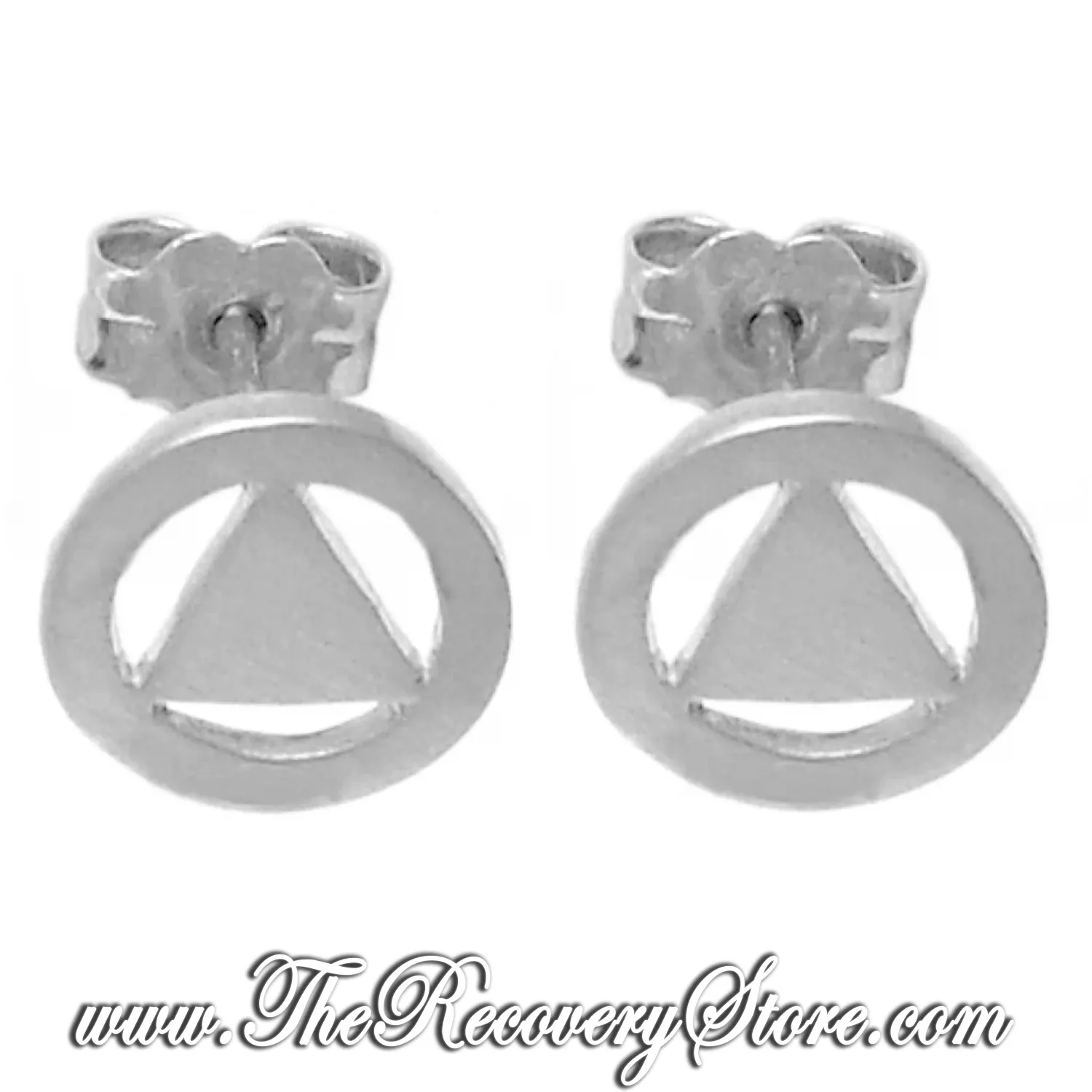 Sterling Silver AA Circle with Solid Triangle Earrings