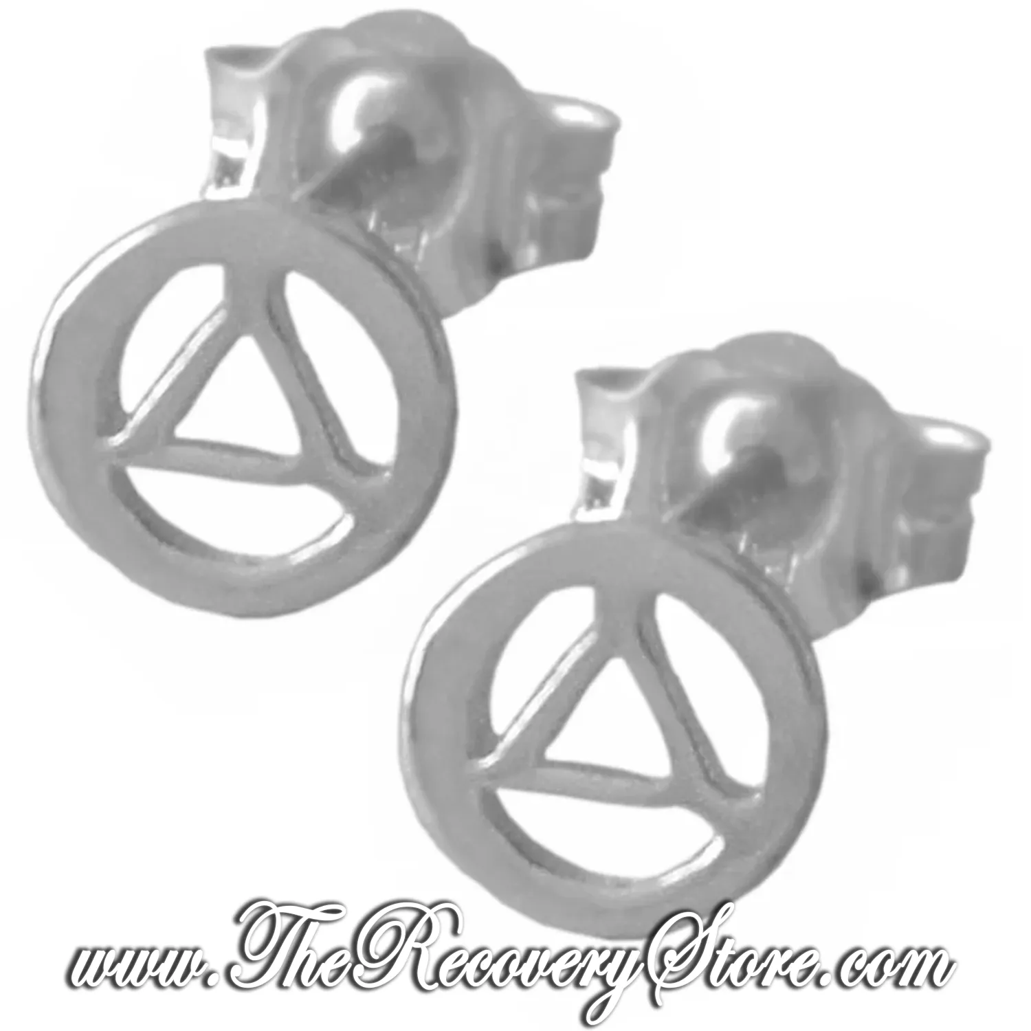 Sterling Silver Very Small Circle Triangle Stud Earrings