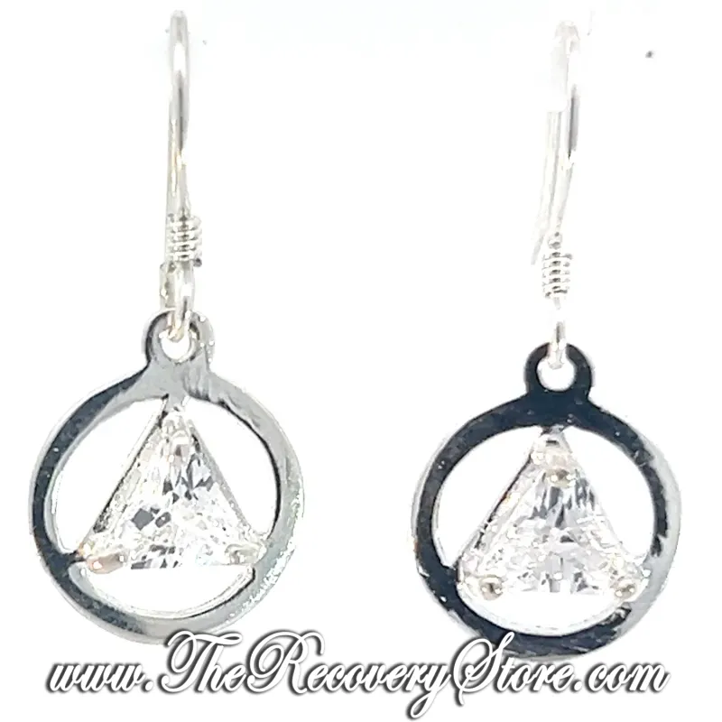 Sterling Silver AA Symbol in Triangle Colored CZ Birthstones