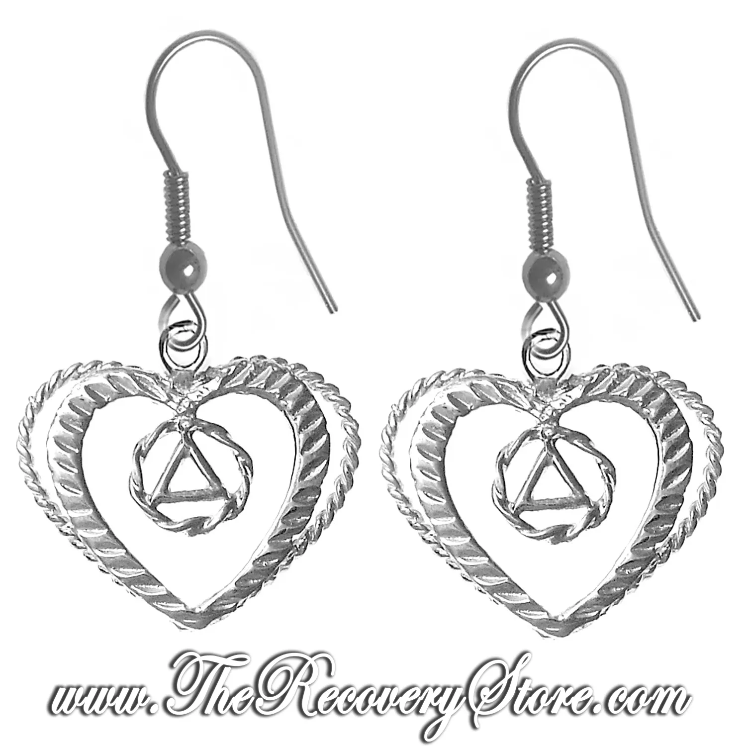 Sterling Silver AA Heart Earrings
