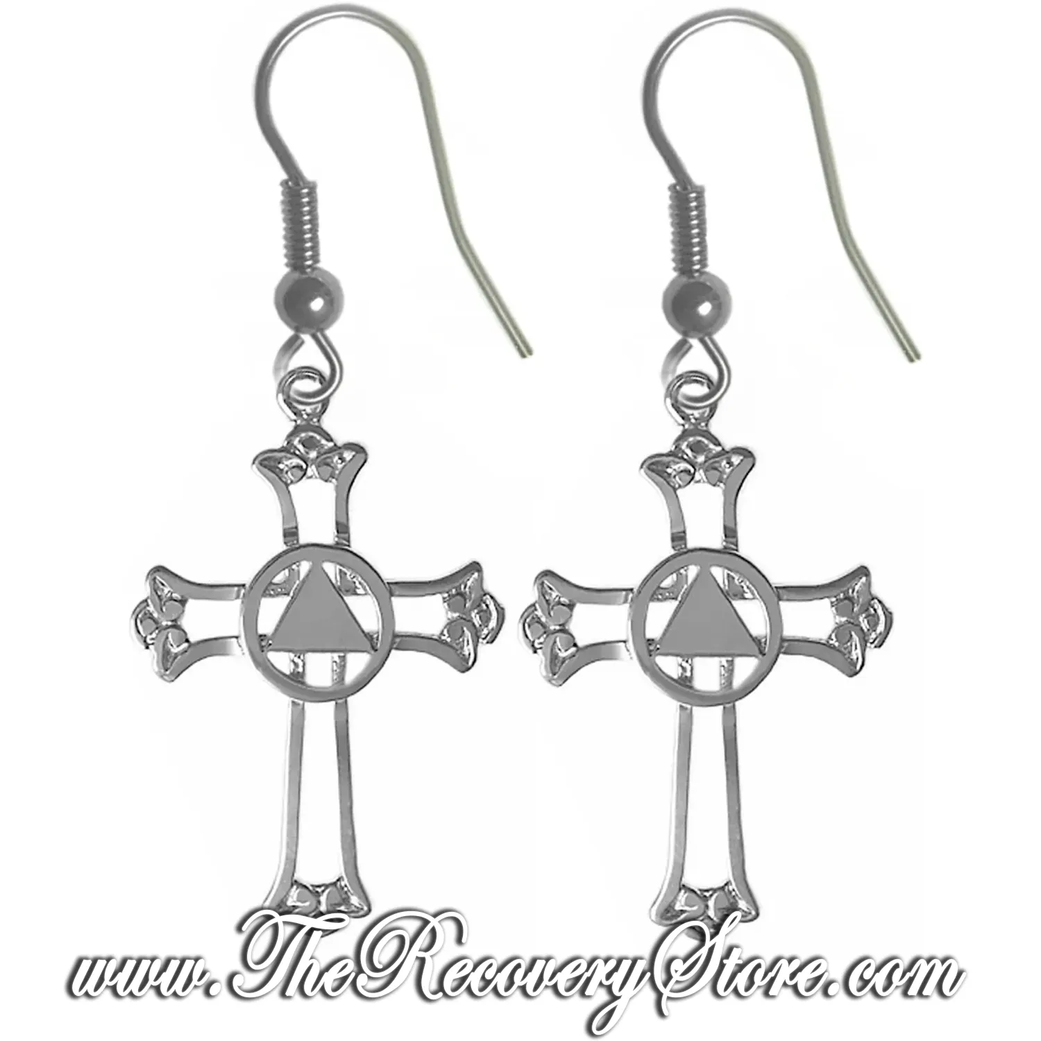 Sterling Silver AA Solid Open Cross Earrings
