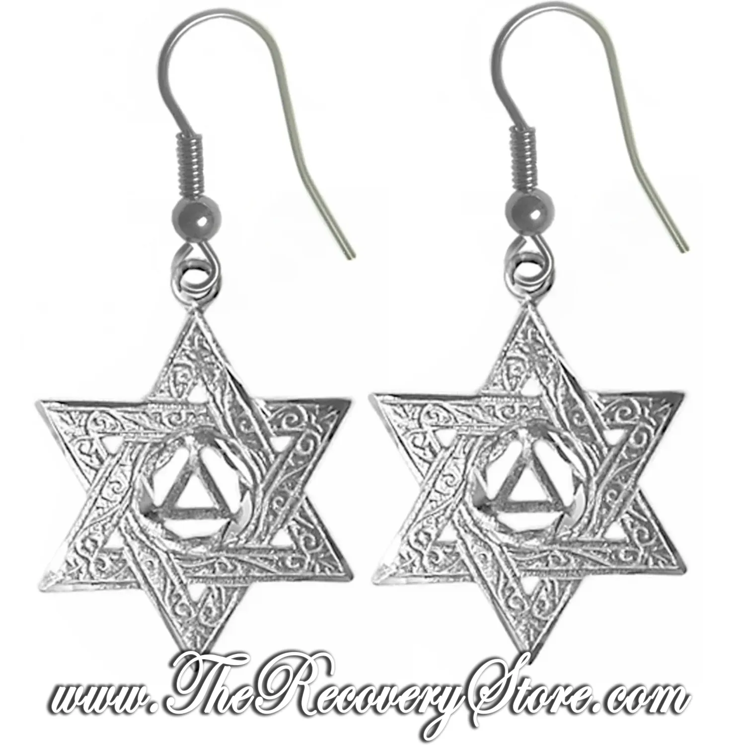 Sterling Silver AA Jewish Star of David Earrings