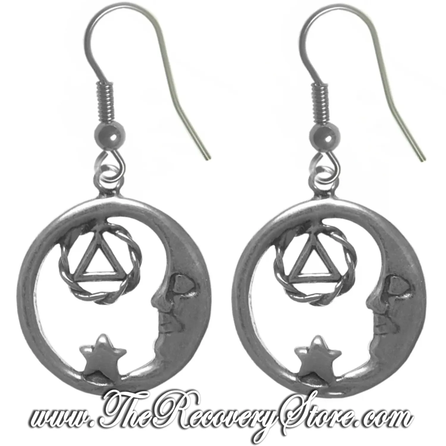 Sterling Silver Earrings - AA Moon &amp; Star