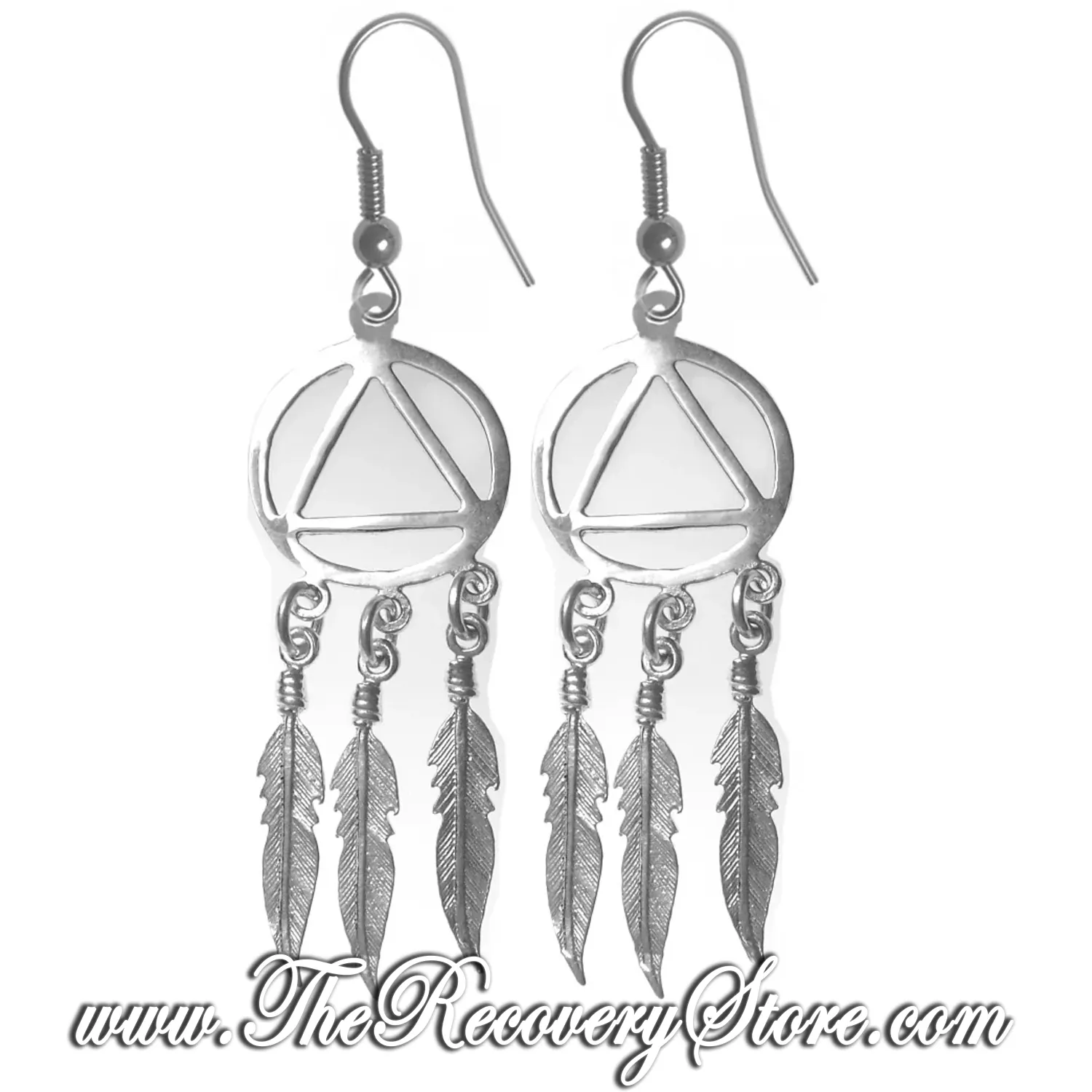 Sterling Silver AA Earrings With 3 Feathers