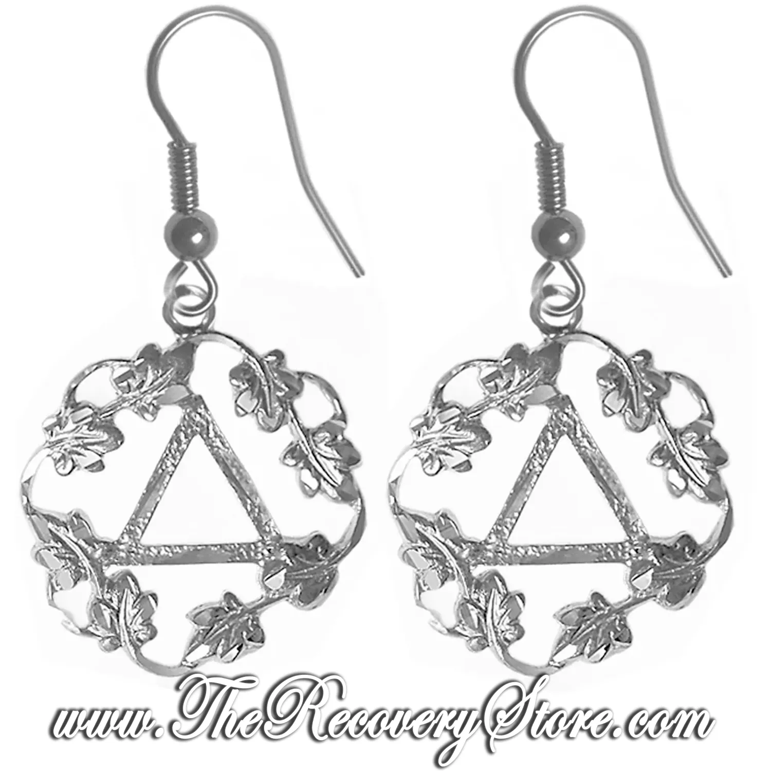 Sterling Silver AA Circle of Leaves Earrings