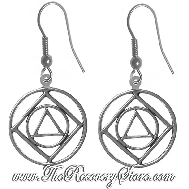 Sterling Silver AA NA Dual Symbol Earrings