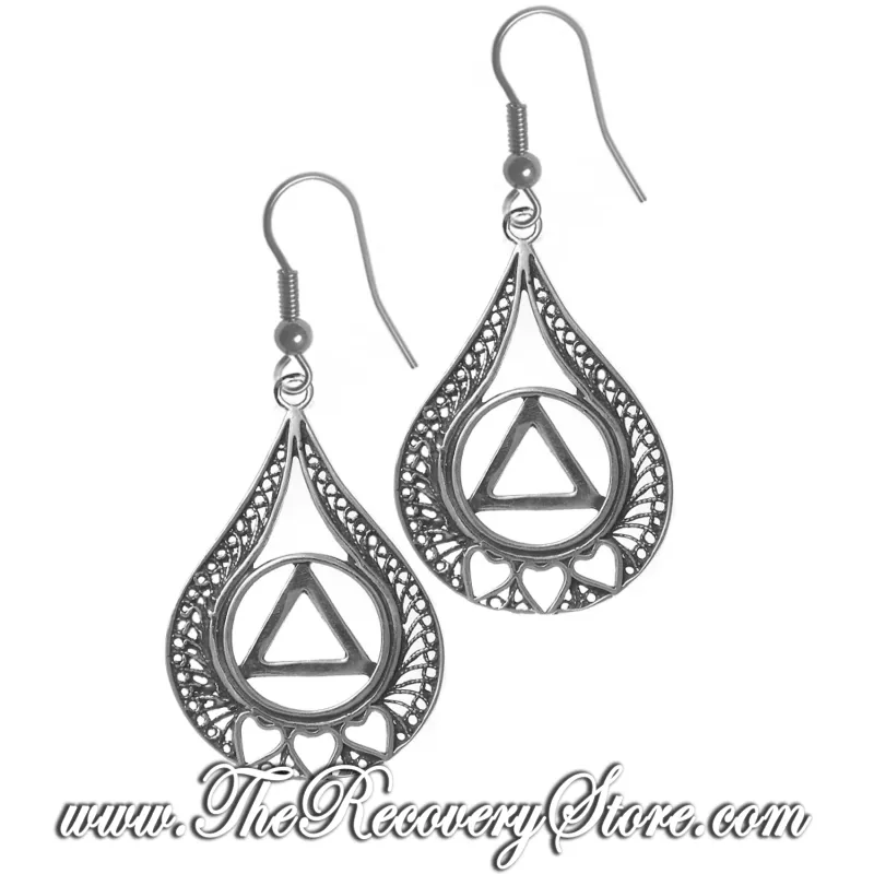 Sterling Silver Small AA NA Dual Symbol Earrings