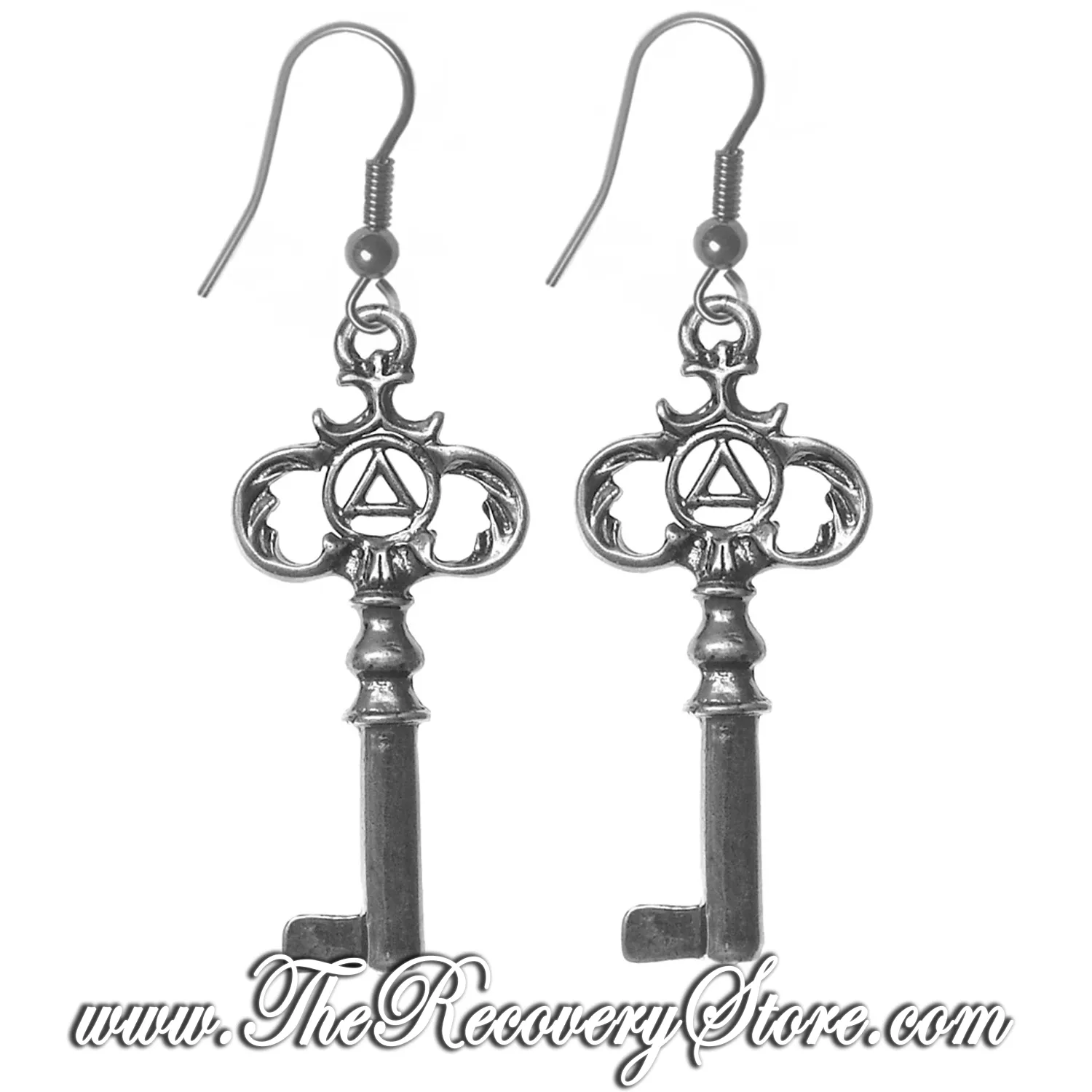 Sterling Silver AA Old Style Key Earrings