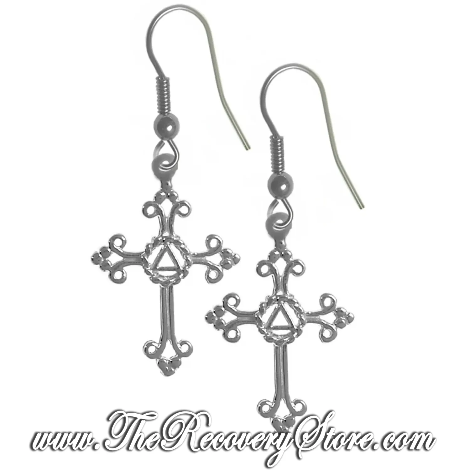 Sterling Silver AA Open Cross Earrings