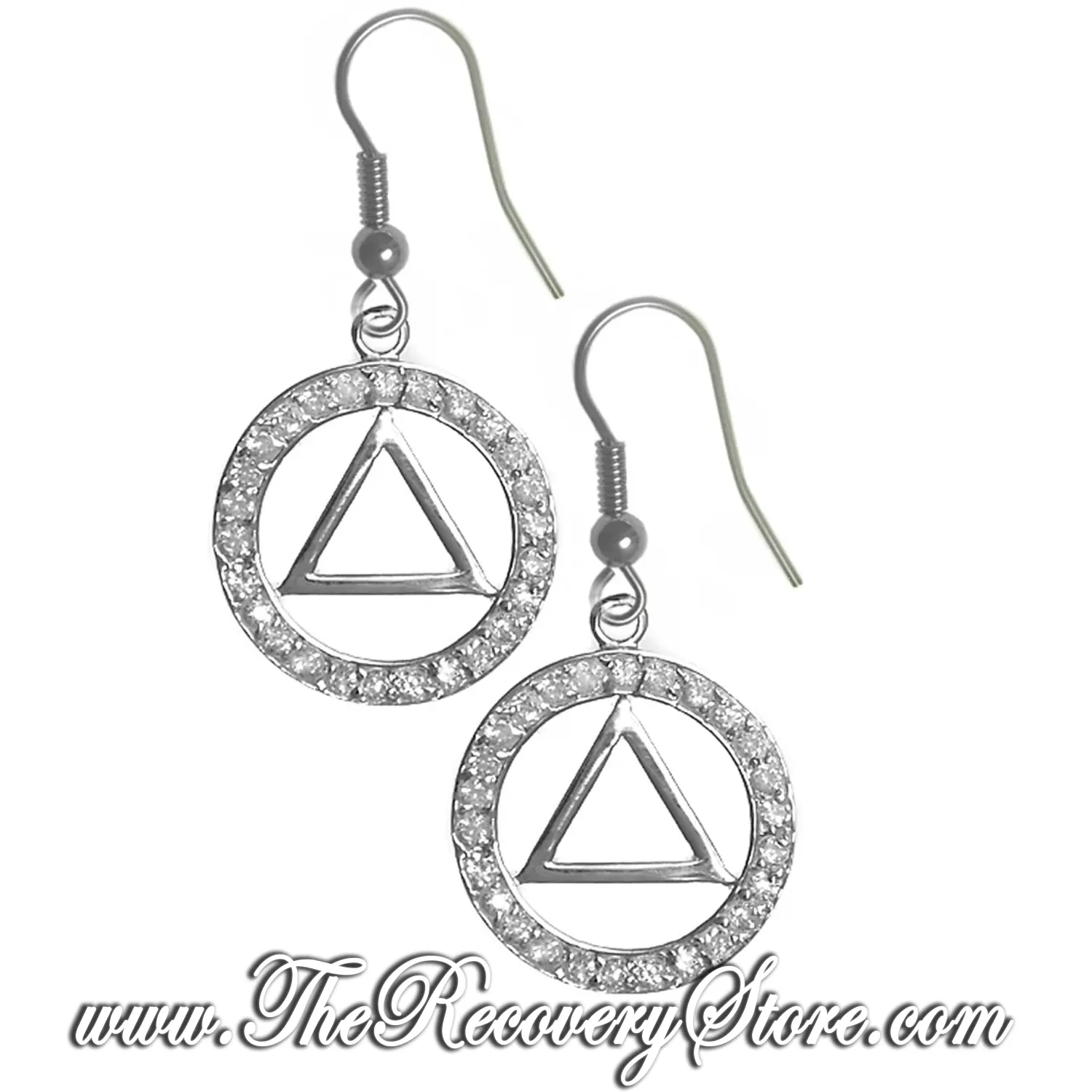 AA Sterling Silver Symbol Cubic Zirconia Earrings