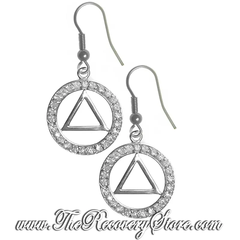 AA Sterling Silver Symbol Cubic Zirconia Earrings