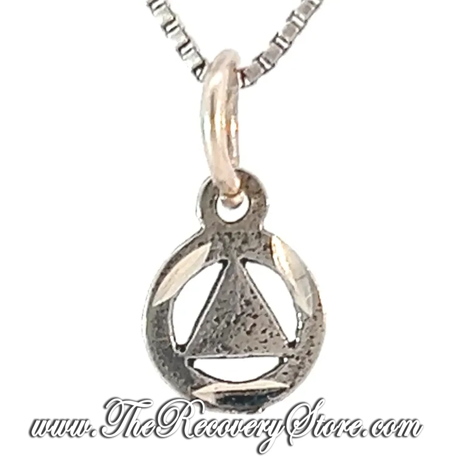 Sterling Silver Diamond Cut Circle with Solid Triangle, Small Size Pendant