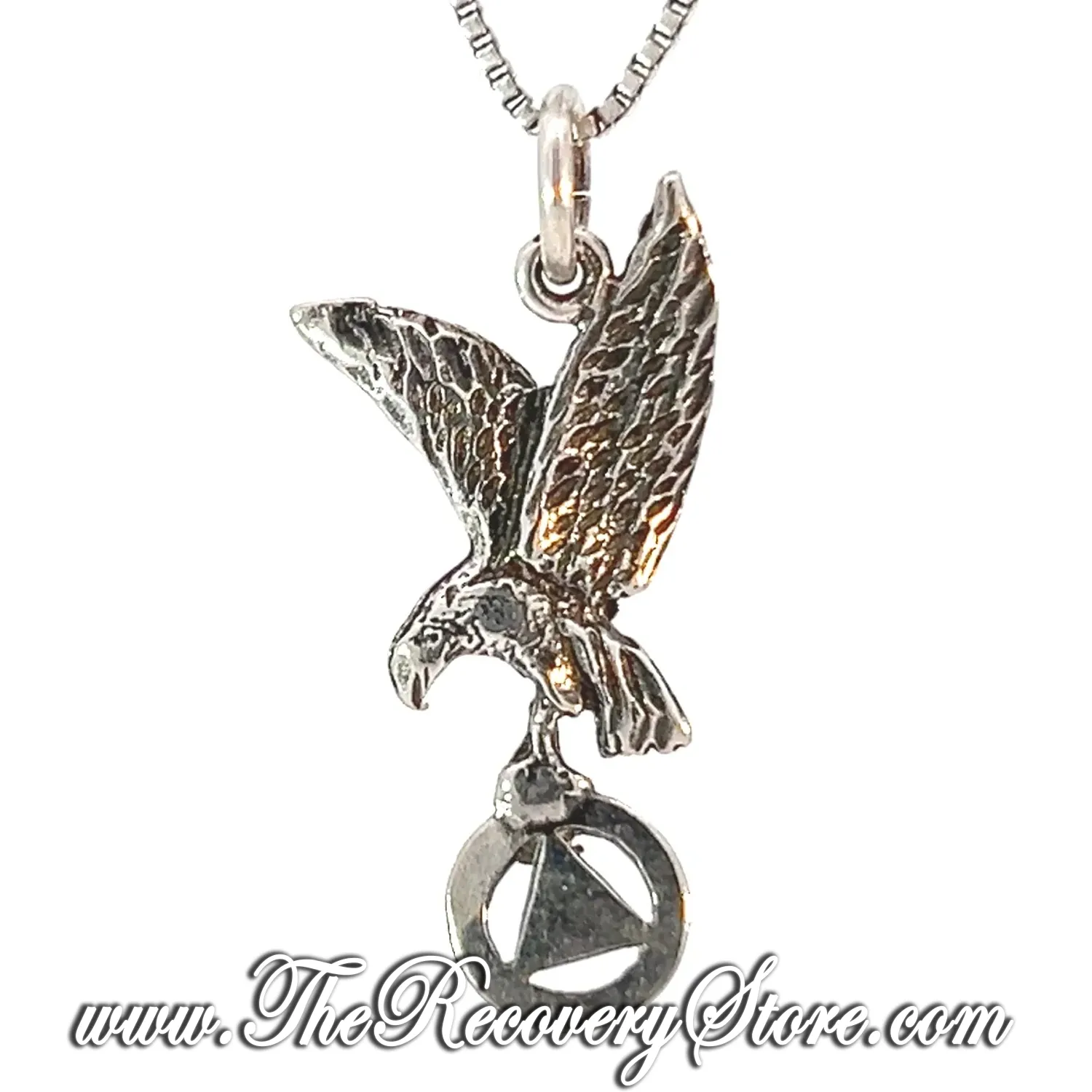 Sterling Silver Eagle Holding Alcoholics Anonymous AA Symbol Pendant