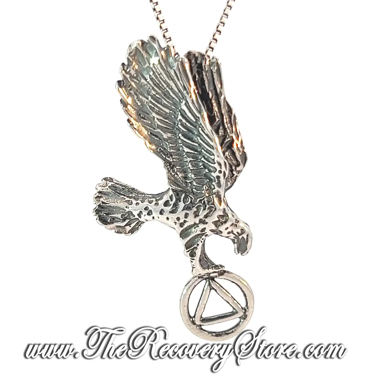 Sterling Silver Eagle Holding AA Symbol Pendant