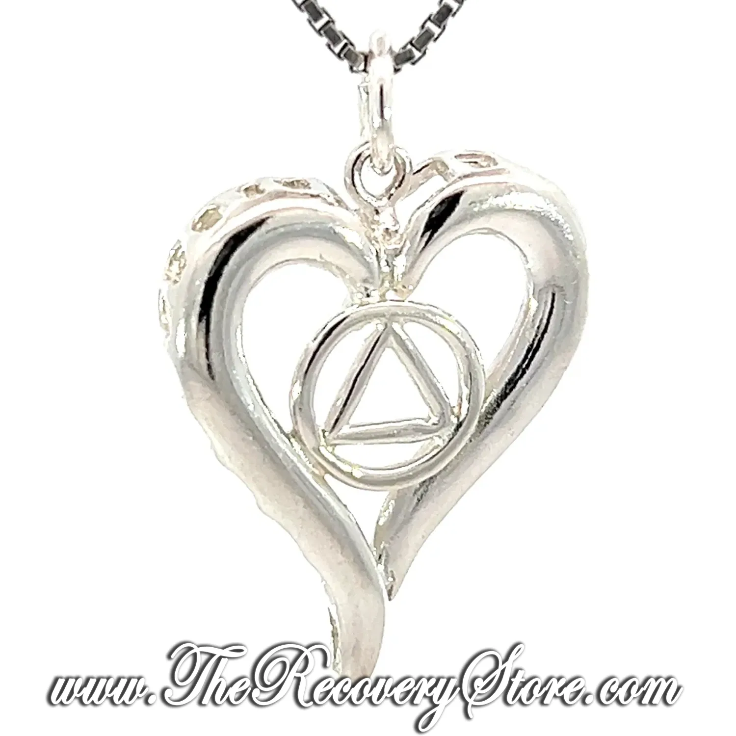 Sterling Silver AA Symbol in a Open Heart Pendant