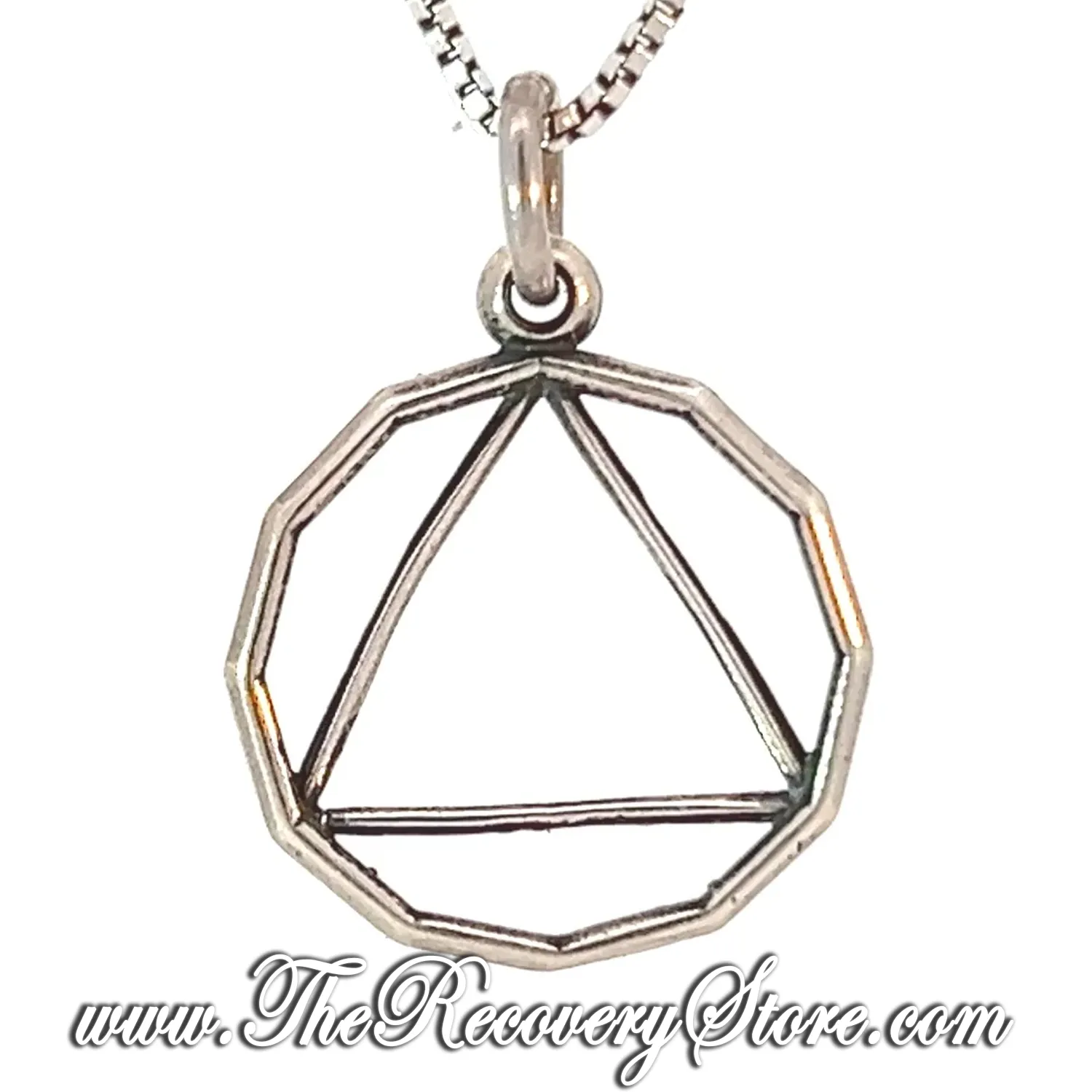 Sterling Silver 12 Sided Circle Triangle, Medium Size Pendant